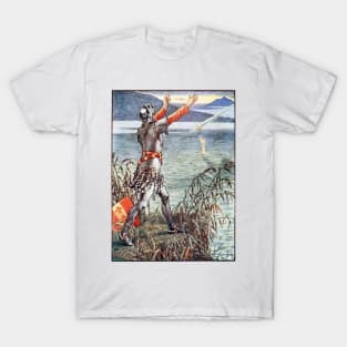 Victorian King Arthur & Excalibur Illustration T-Shirt